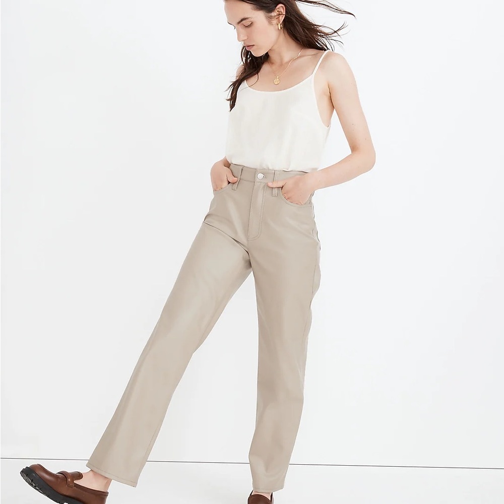 Madewell NWT Faux Leather Edition The Perfect Vintage Straight Jean (Pumice, 28)